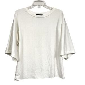 Kes White Linen Silk Short Sleeve Tee Shirt Womens S Lagenlook Closet Staple Top